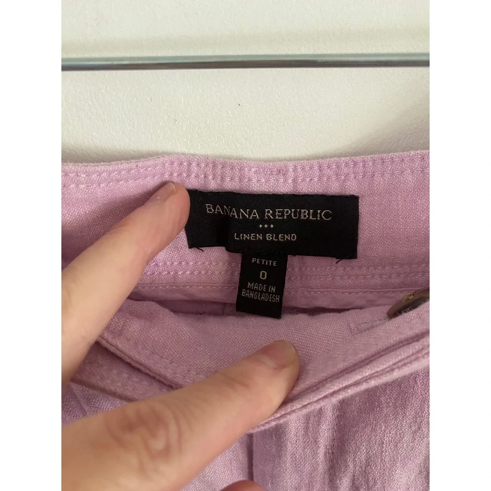 Banana‎ Republic Petite 0 Lilac Pink Linen Blend Pleated Tapered Trousers Pants